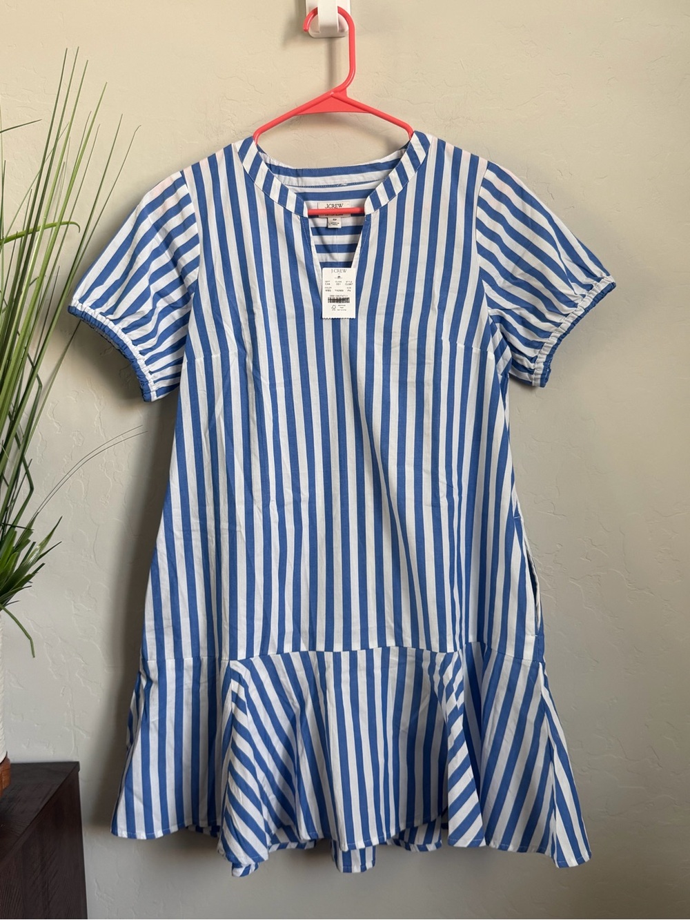 J.Crew Factory NWT Striped Drop Waist Mini Dress Blue White 4P